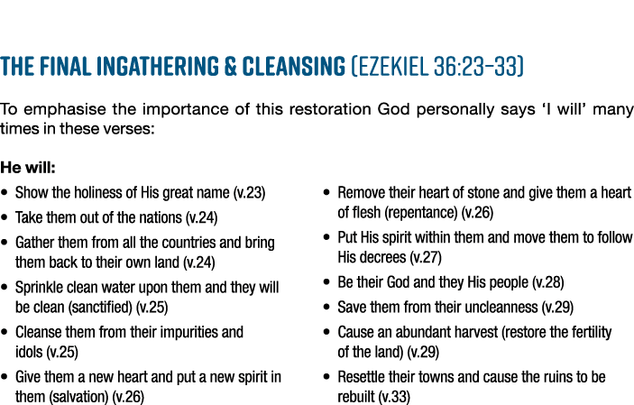 The Final Ingathering & Cleansing (Ezekiel 36:23 33) To emphasise the importance of this restoration God personally s   