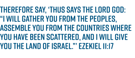 Therefore say,  Thus says the Lord GOD:  I will gather you from the peoples, assemble you from the countries where yo   