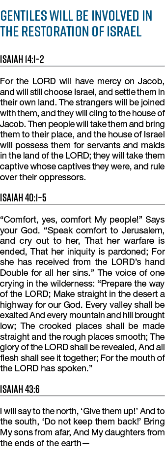 Gentiles will be involved in the restoration of Israel Isaiah 14:1 2 For the LORD will have mercy on Jacob, and will    