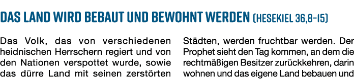Das Land wird bebaut und bewohnt werden (Hesekiel 36,8–15) Das Volk, das von verschiedenen heidnischen Herrschern reg...
