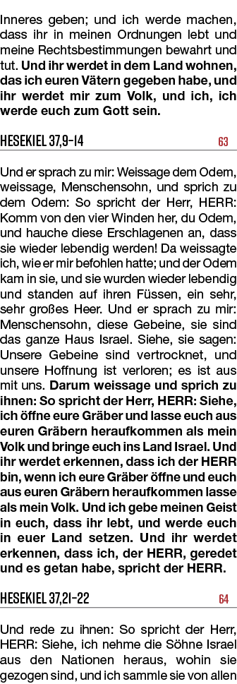 Inneres geben; und ich werde machen, dass ihr in meinen Ordnungen lebt und meine Rechtsbestimmungen bewahrt und tut. ...