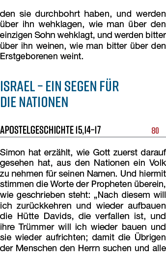 den sie durchbohrt haben, und werden ber ihn wehklagen, wie man  ber den einzigen Sohn wehklagt, und werden bitter  ...