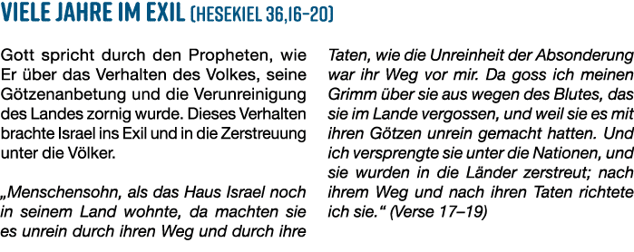 Viele Jahre im Exil (Hesekiel 36,16–20) Gott spricht durch den Propheten, wie Er ber das Verhalten des Volkes, seine...