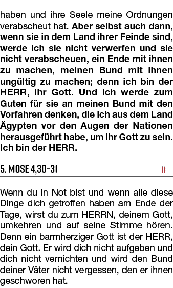 haben und ihre Seele meine Ordnungen verabscheut hat. Aber selbst auch dann, wenn sie in dem Land ihrer Feinde sind, ...