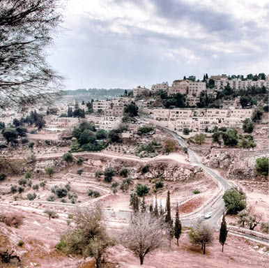 old hotels in jerusalem with dramatic sky in city of peace and war
