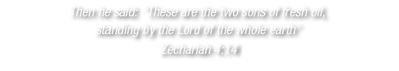 Then he said: ‘These are the two sons of fresh oil, standing by the Lord of the whole earth’ Zechariah 4:14 
