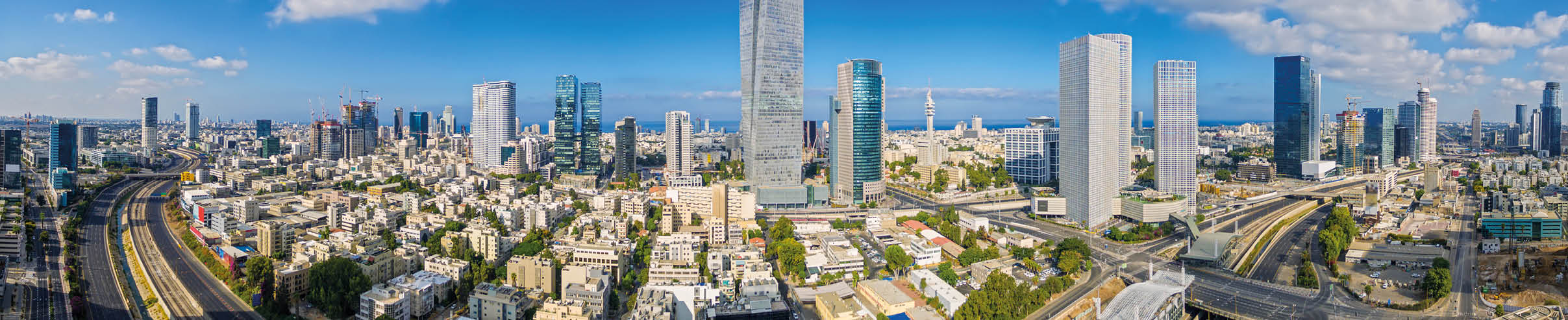 Aerial View Of Tel Aviv Skyline,  Tel Aviv Cityscape Panorama At Day, Israel