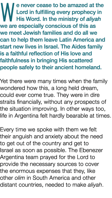 We never cease to be amazed at the Lord in fulfilling every prophecy in His Word  In the ministry of aliyah we are es   