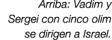 Arriba: Vadim y Sergei con cinco olim se dirigen a Israel. 