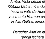 Arriba: Vista desde el Kibbutz Dafna mirando hacia el valle de Hula y el monte Herm n en la Alta Galilea, Israel. Der...