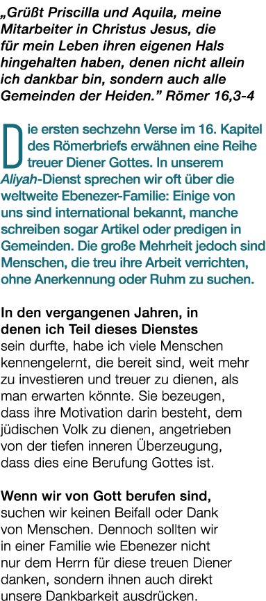 „Gr t Priscilla und Aquila, meine Mitarbeiter in Christus Jesus, die f r mein Leben ihren eigenen Hals hingehalten h...