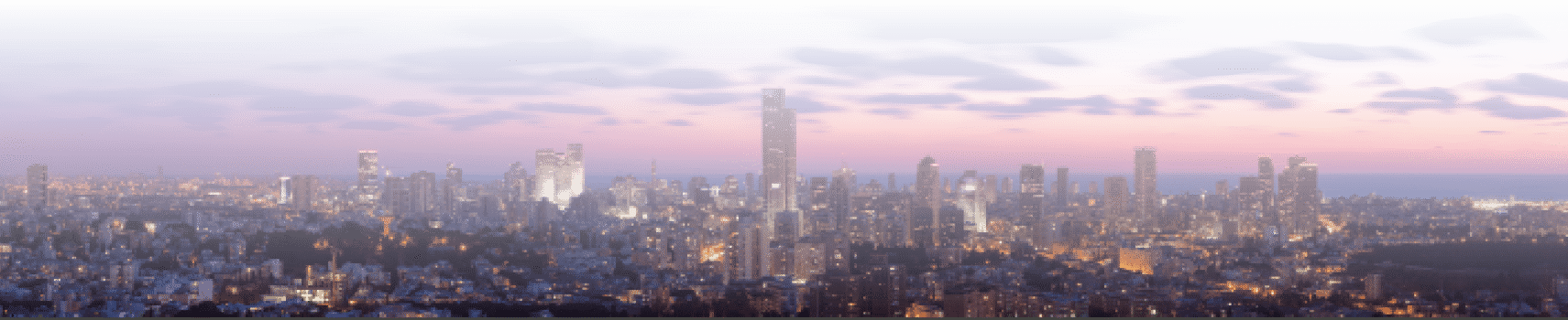 Tel Aviv and Ramat Gan Skyline at sunset