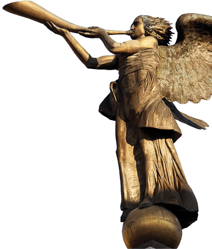 the angel playing the horn in Vilnius, at the entrance of the district Uzupis