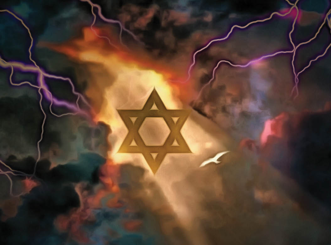 Star of David in Sky with Lightnings