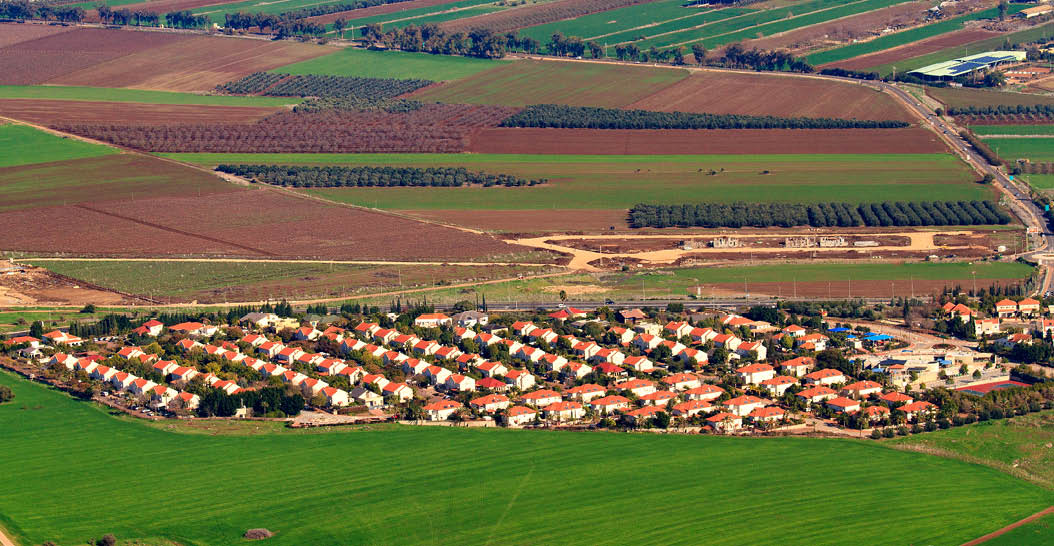 View from Mount Tabor to small Kibbutz Alonim in Northern Israel