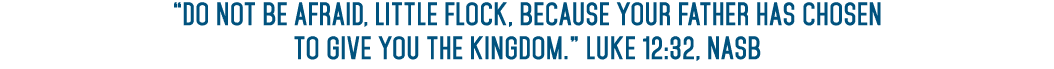  Do not be afraid, little flock, because your Father has chosen to give you the kingdom   Luke 12:32, NASB