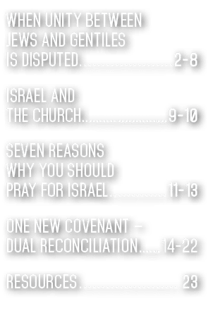 When unity between Jews and gentiles is disputed 2-8 Israel and the church 9-10 seven reasons why you should pray for   