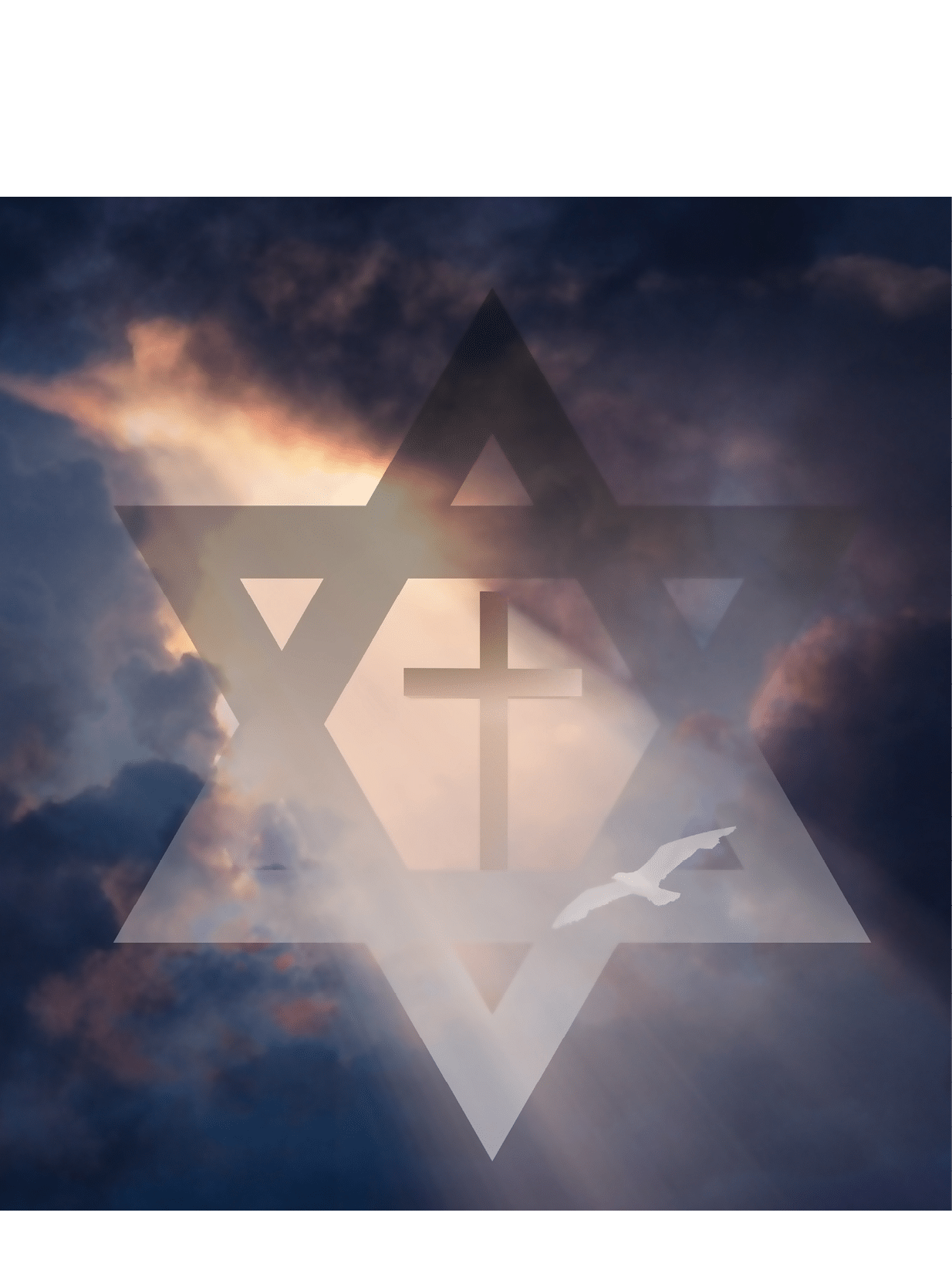 Cross inside Star of David in Sky