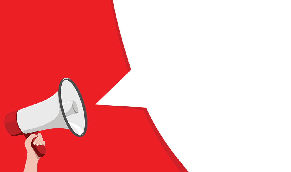 Megaphone in hand flat illustration