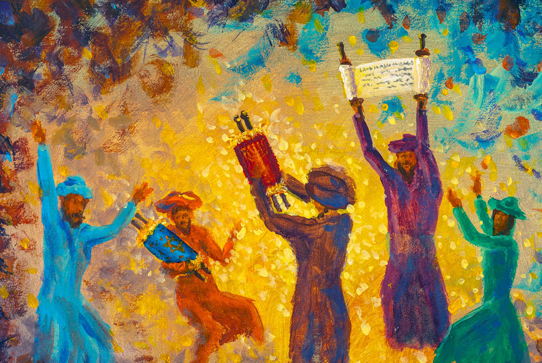 Simchat Torah painting religious holiday greeting card jewish religious holiday book torah paintings art illustration
