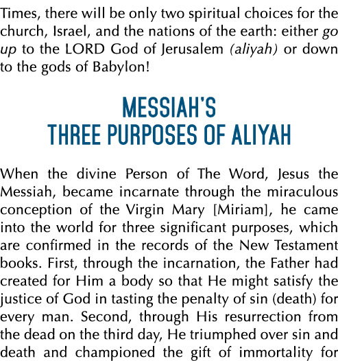 Times, there will be only two spiritual choices for the church, Israel, and the nations of the earth: either go up to...