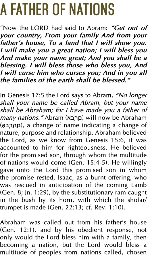 A Father of Nations  Now the LORD had said to Abram:  Get out of your country, From your family And from your father    