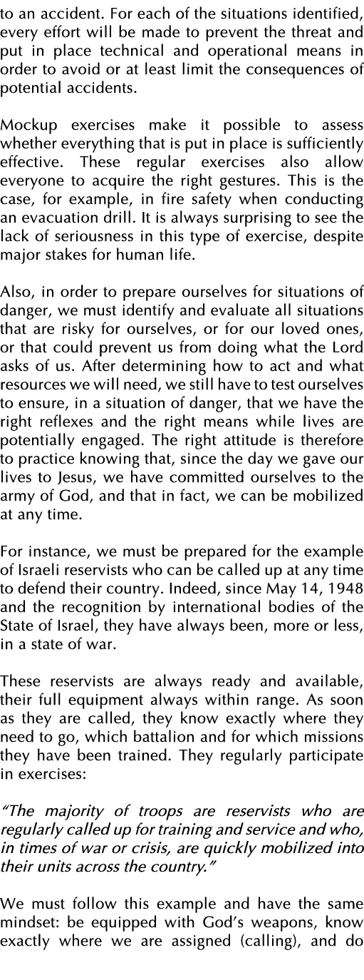 to an accident  For each of the situations identified, every effort will be made to prevent the threat and put in pla   