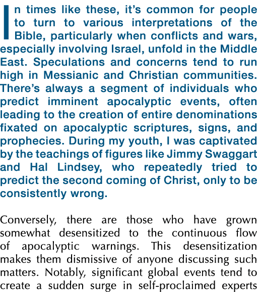 In times like these, it’s common for people to turn to various interpretations of the Bible, particularly when confli...