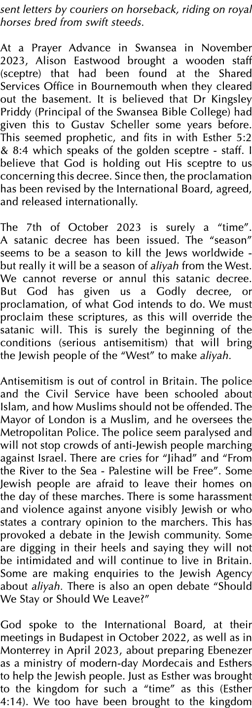 sent letters by couriers on horseback, riding on royal horses bred from swift steeds. At a Prayer Advance in Swansea ...