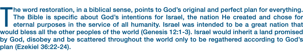 The word restoration, in a biblical sense, points to God’s original and perfect plan for everything. The Bible is spe...