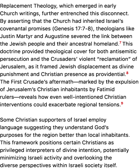 Replacement Theology, which emerged in early Church writings, further entrenched this disconnect. By asserting that t...
