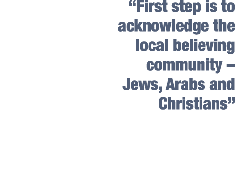 “First step is to acknowledge the local believing community – Jews, Arabs and Christians”