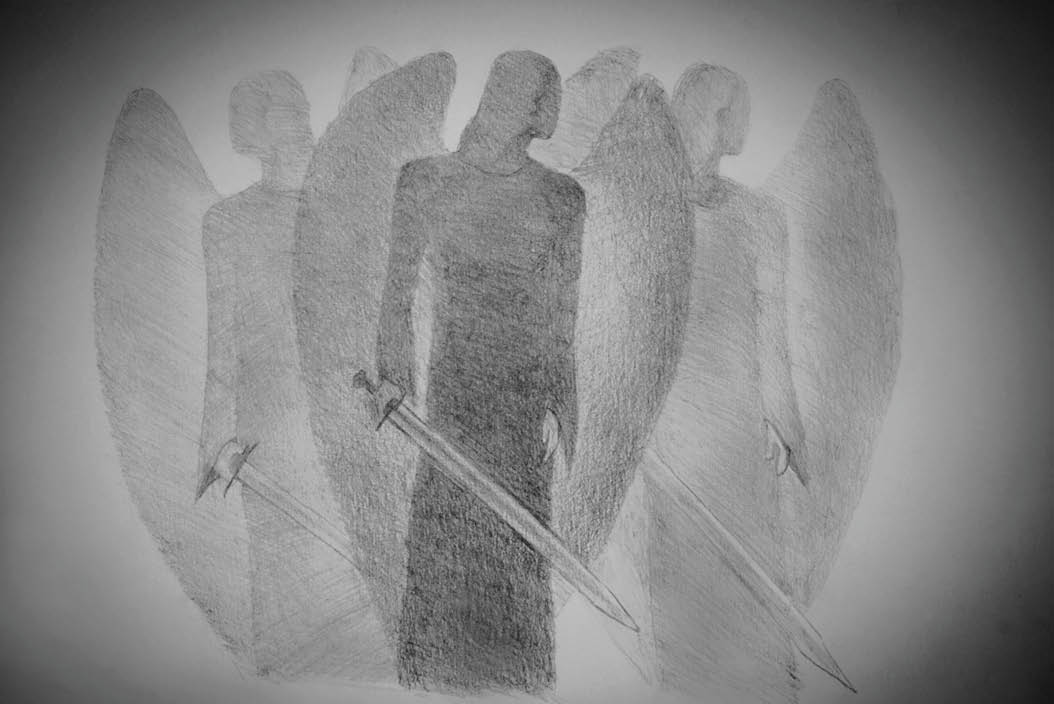 three light angel with a sword