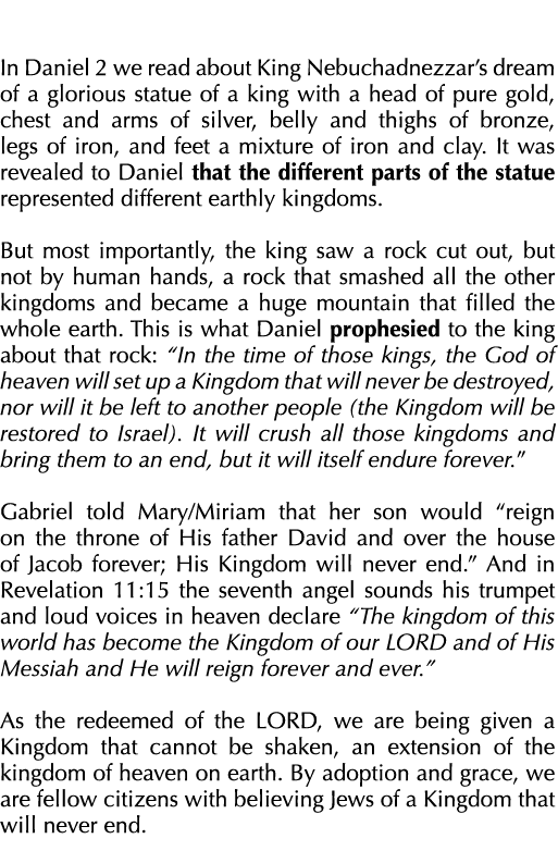  In Daniel 2 we read about King Nebuchadnezzar s dream of a glorious statue of a king with a head of pure gold, chest   