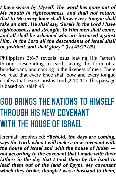 I have sworn by Myself; The word has gone out of My mouth in righteousness, and shall not return, that to Me every kn...