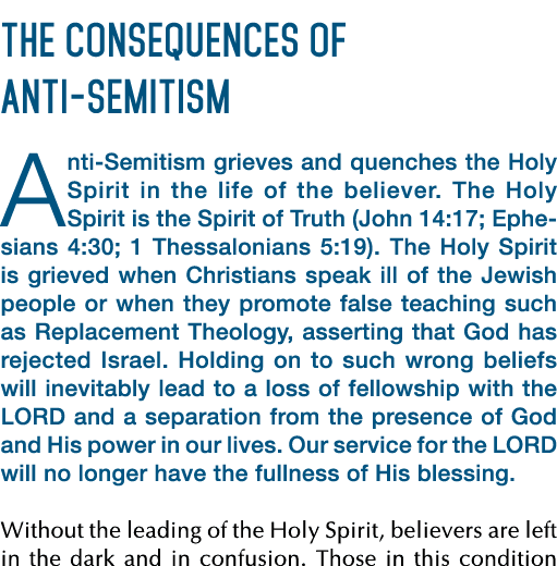 THE CONSEQUENCES OF ANTI-SEMITISM Anti-Semitism grieves and quenches the Holy Spirit in the life of the believer  The   