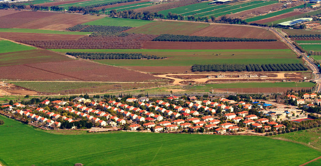 View from Mount Tabor to small Kibbutz Alonim in Northern Israel