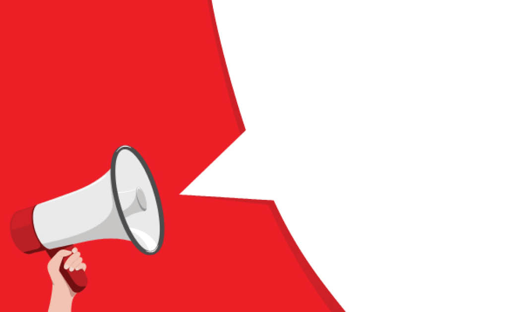 Megaphone in hand flat illustration
