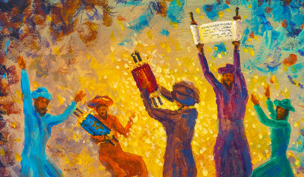 Simchat Torah painting religious holiday greeting card jewish religious holiday book torah paintings art illustration