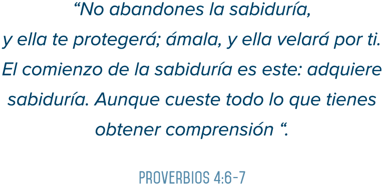  No abandones la sabiduría, y ella te protegerá; ámala, y ella velará por ti  El comienzo de la sabiduría es este: ad   