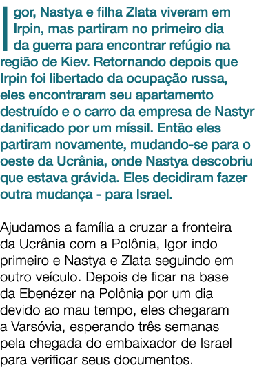 Igor, Nastya e filha Zlata viveram em Irpin, mas partiram no primeiro dia da guerra para encontrar ref gio na regi o ...