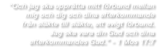 “Och jag ska uppr tta mitt f rbund mellan mig och dig och dina efterkommande fr n sl kte till sl kte, ett evigt f rbu...