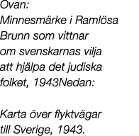 Ovan: Minnesm rke i Raml sa Brunn som vittnar om svenskarnas vilja att hj lpa det judiska folket, 1943﻿Nedan: Karta ...