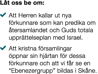 L t oss be om: � Att Herren kallar ut nya f rkunnare som kan predika om tersamlandet och Guds totala uppr ttelseplan...