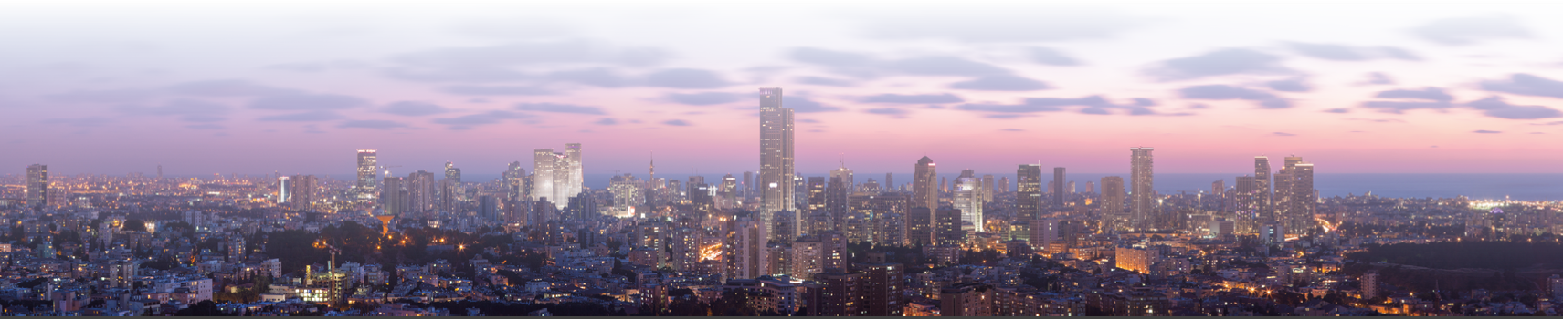 Tel Aviv and Ramat Gan Skyline at sunset